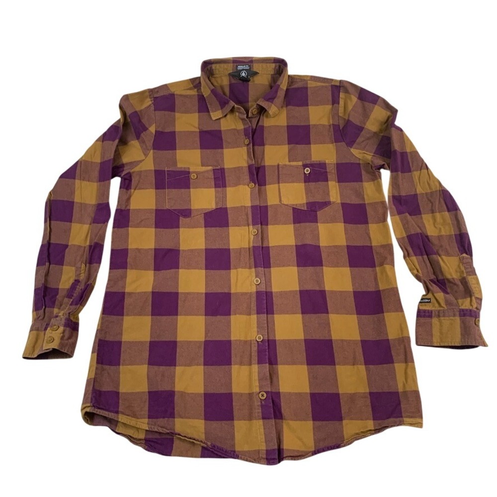 Volcom Womens Flannel Shirt Large Buffalo Plaid Regular‎ Fit L/S Skater Gorpcore